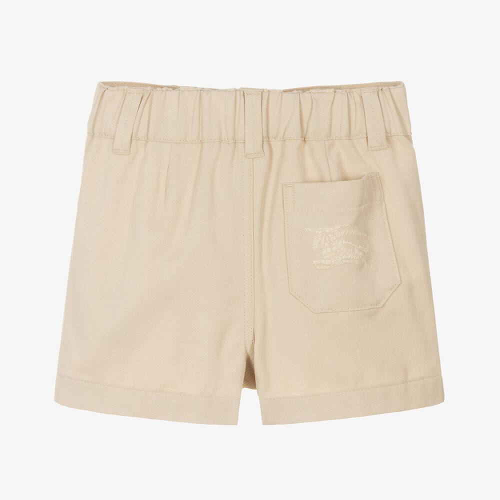 Burberry-Baby Boys Beige Twill EKD Shorts | Childrensalon