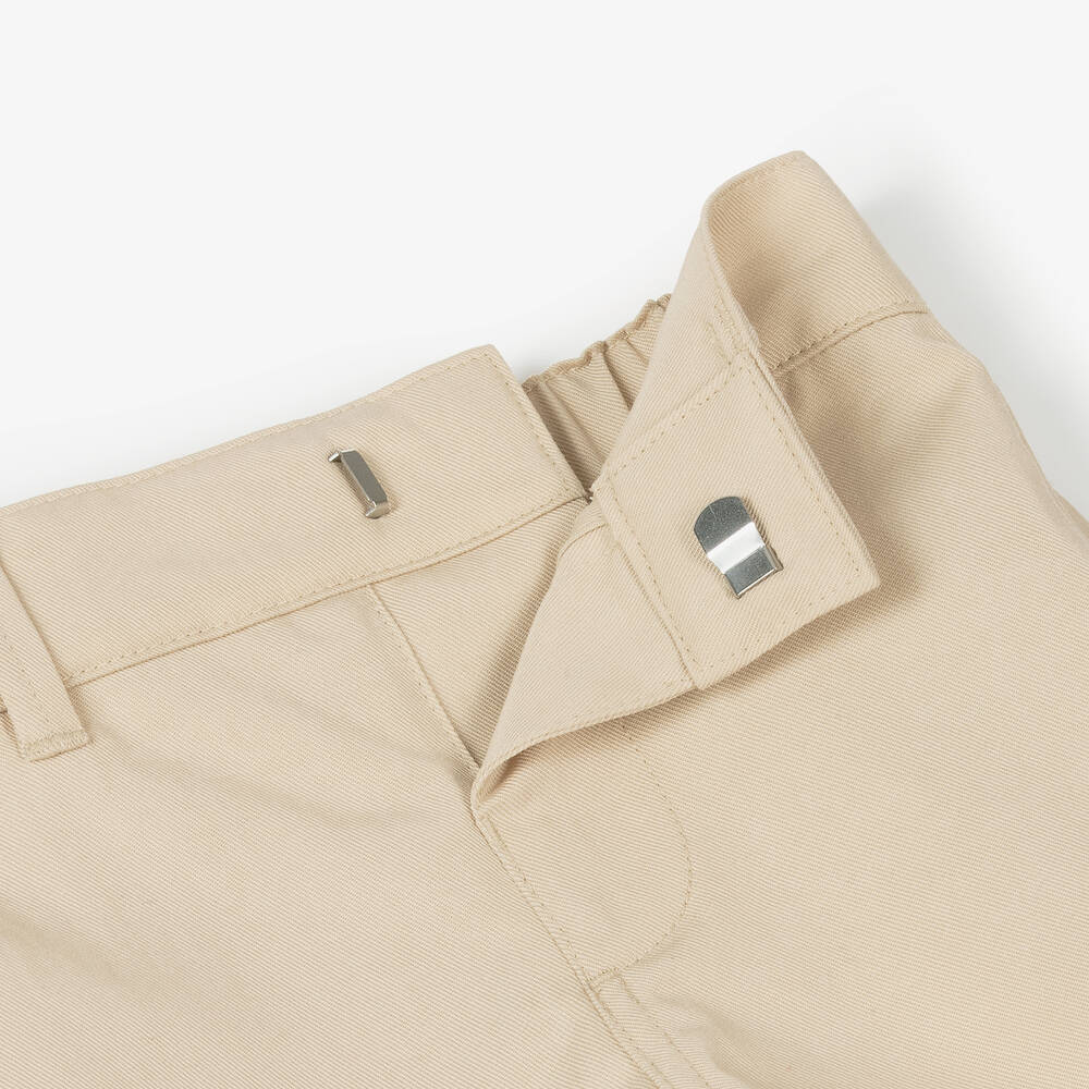 Burberry-Baby Boys Beige Twill EKD Shorts | Childrensalon