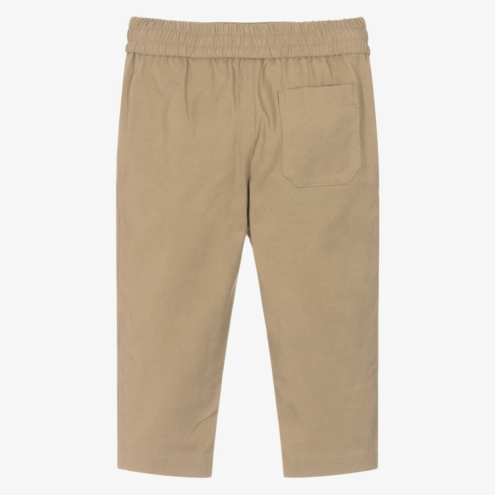 Burberry-Baby Boys Beige Twill EKD Trousers | Childrensalon