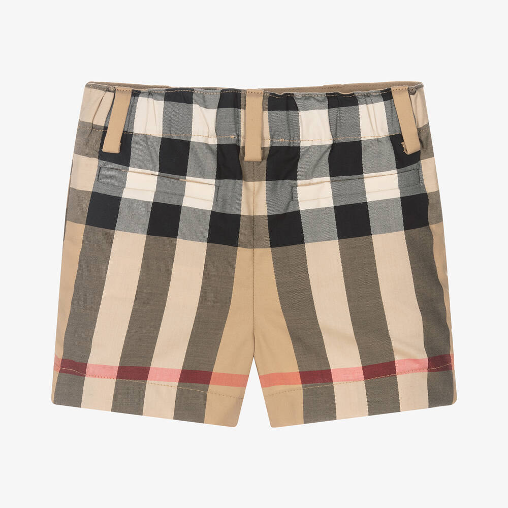 Burberry-Baby Boys Beige Vintage Check Shorts | Childrensalon