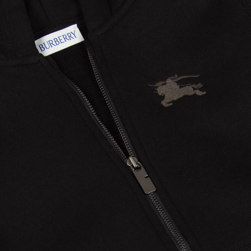 Burberry-هودي بسحاب قطن لون أسود للاولاد الرضع | Childrensalon