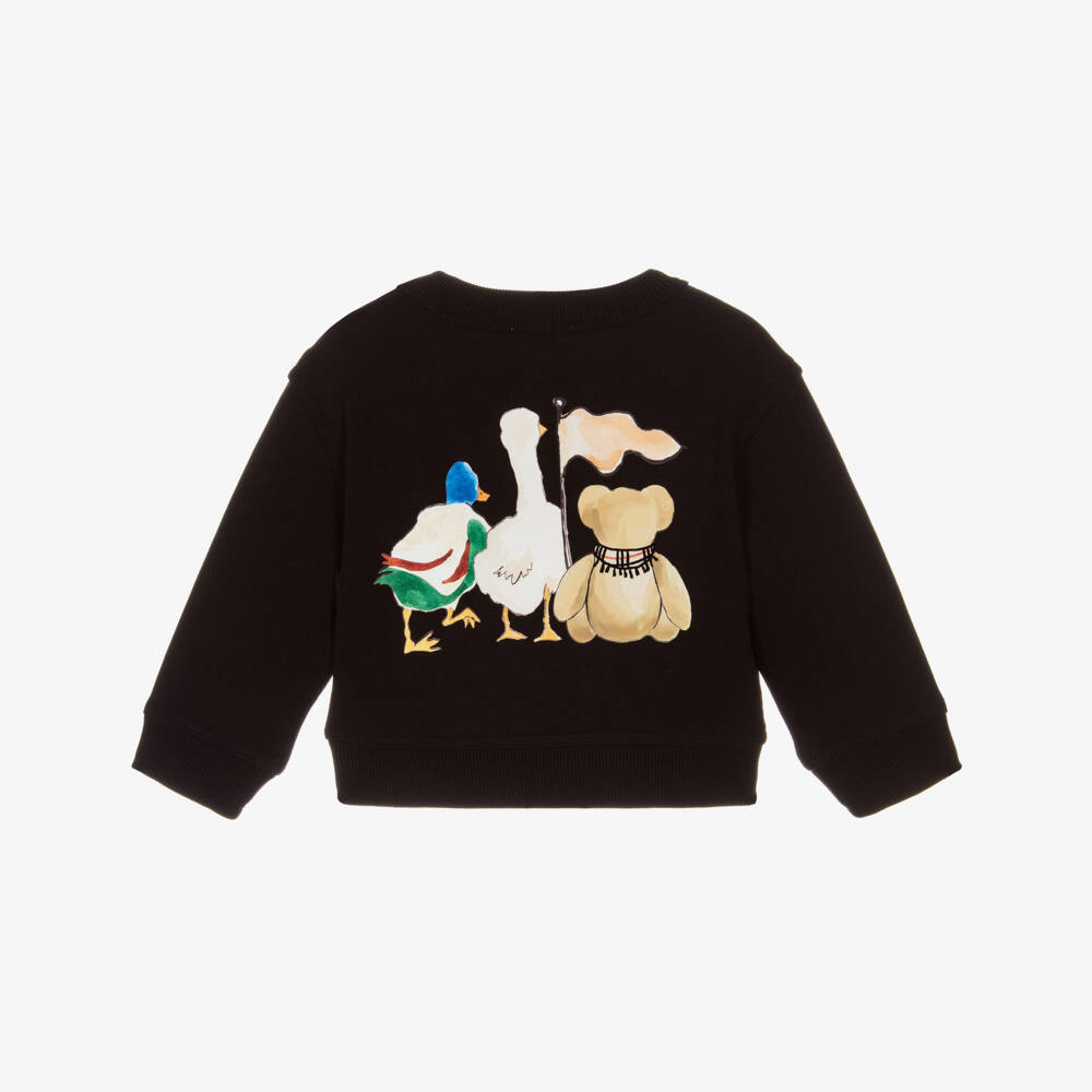 Burberry-Baby Boys Black Cotton Thomas Bear & Friends Sweatshirt | Childrensalon
