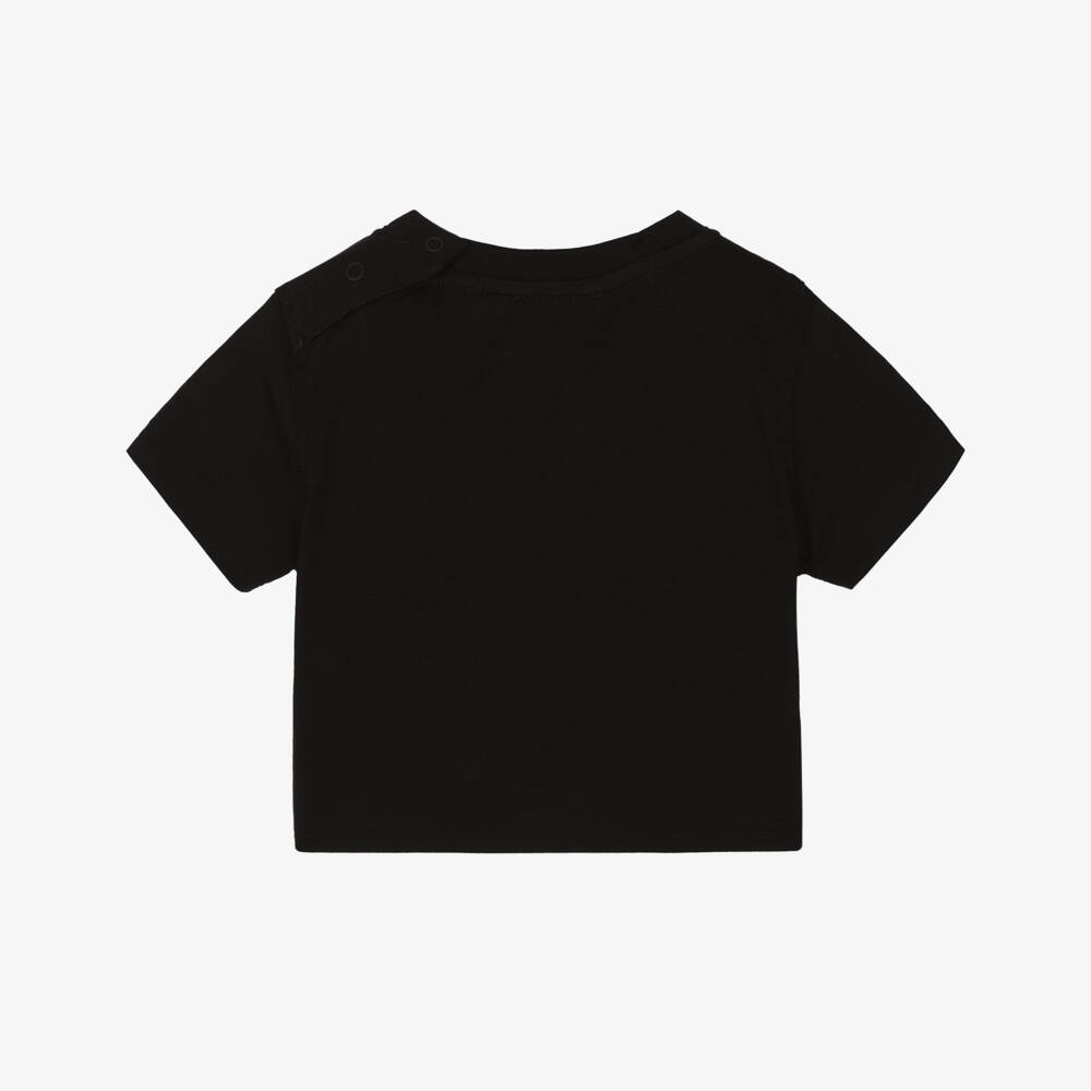 Burberry-Baby Boys Black Thomas Bear Print Cotton T-Shirt | Childrensalon