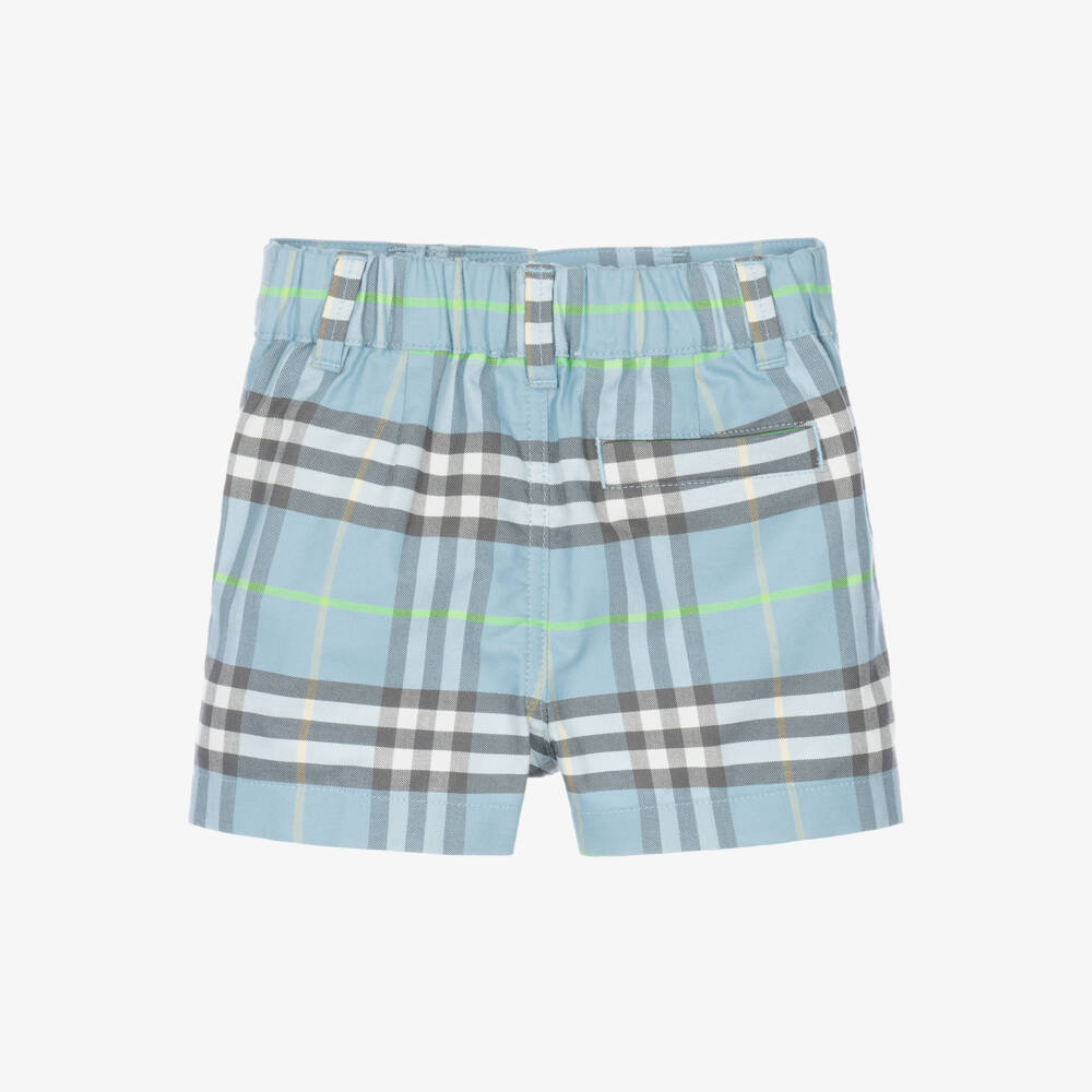 Burberry-Baby Boys Blue Burberry Check Cotton Shorts | Childrensalon