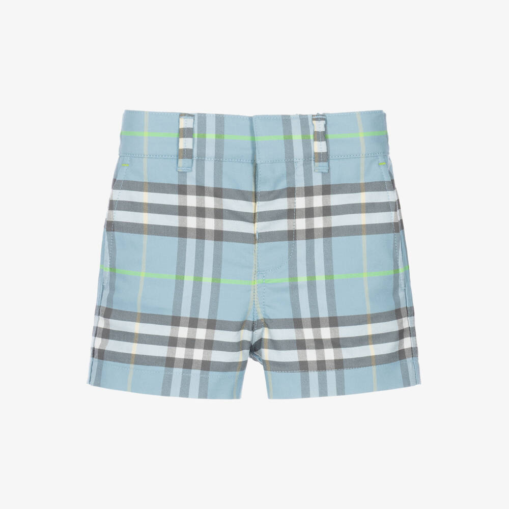 Burberry-Baby Boys Blue Burberry Check Cotton Shorts | Childrensalon
