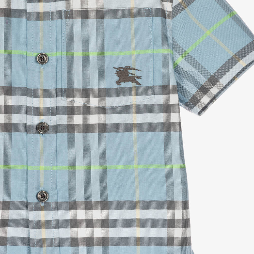 Burberry-Baby Boys Blue Burberry Check Shirt | Childrensalon