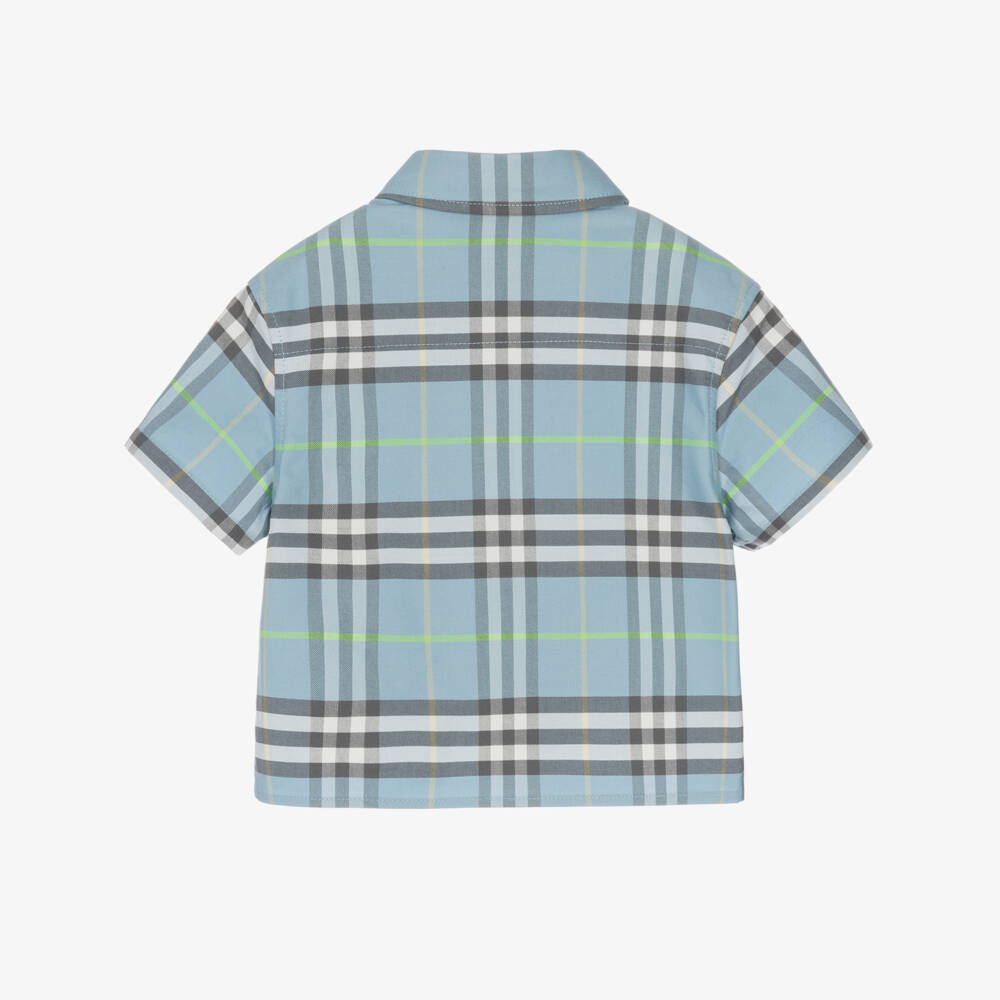 Burberry-Baby Boys Blue Burberry Check Shirt | Childrensalon