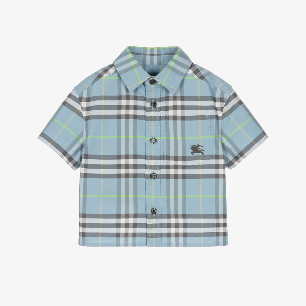 Burberry-Baby Boys Blue Burberry Check Shirt | Childrensalon