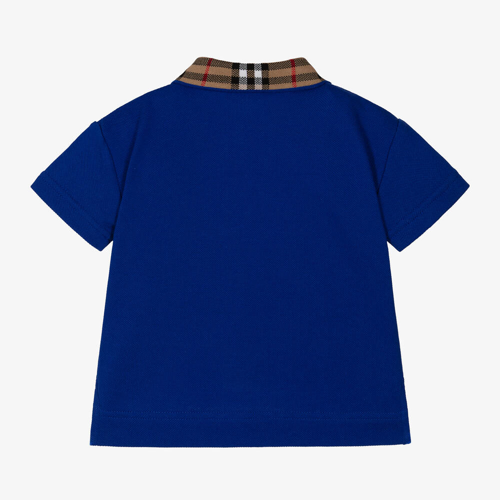 Burberry-Baby Boys Blue Check Polo Shirt | Childrensalon
