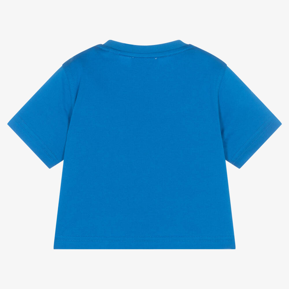 Burberry-Baby Boys Blue Cotton Varsity T-Shirt | Childrensalon
