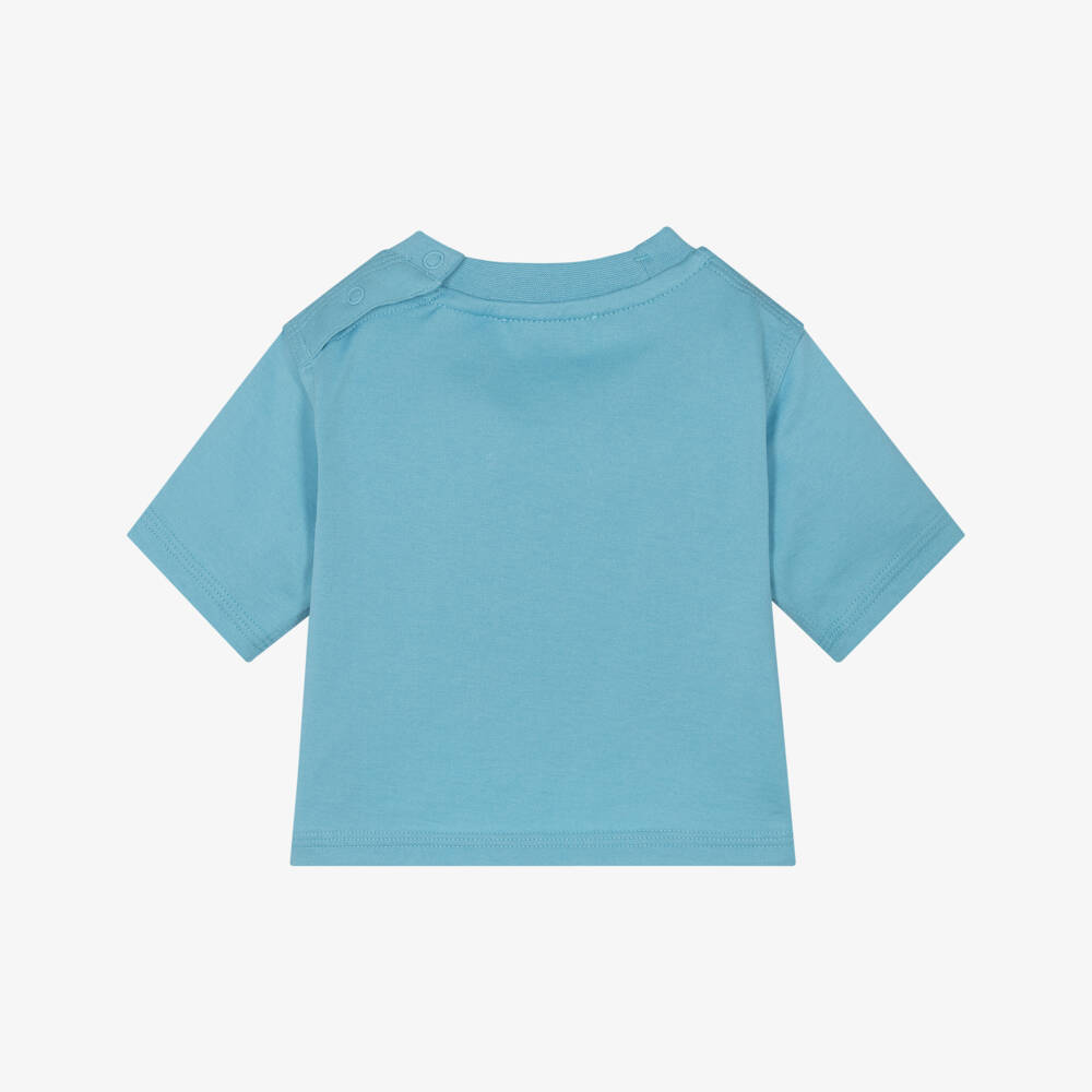 Burberry-Baby Boys Blue Organic Cotton T-Shirt | Childrensalon
