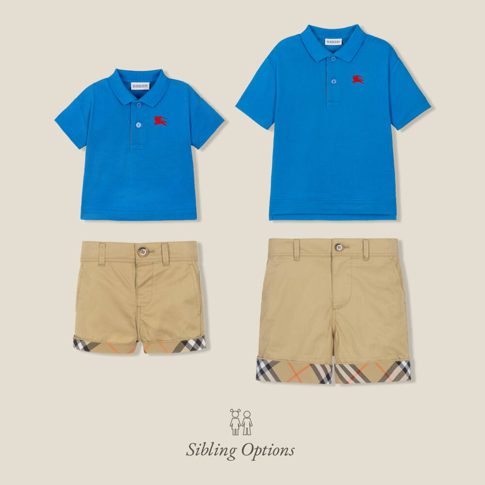 Burberry-Рубашка поло синяя EKD из хлопкового пике для малышей | Childrensalon