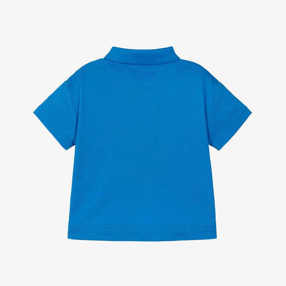 Burberry-Baby Boys Bright Blue Cotton Piqué EKD Polo Shirt | Childrensalon