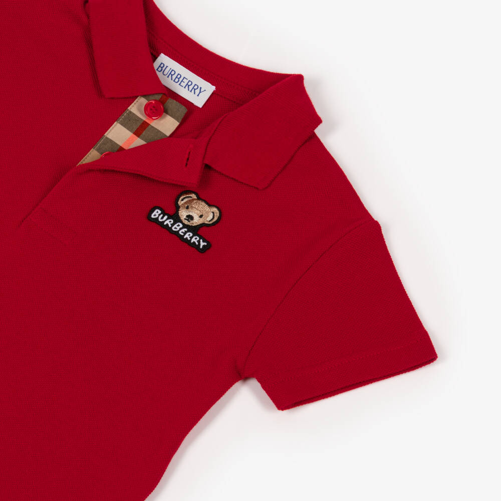 Burberry-Baby Boys Red Bear Logo Polo Shirt | Childrensalon