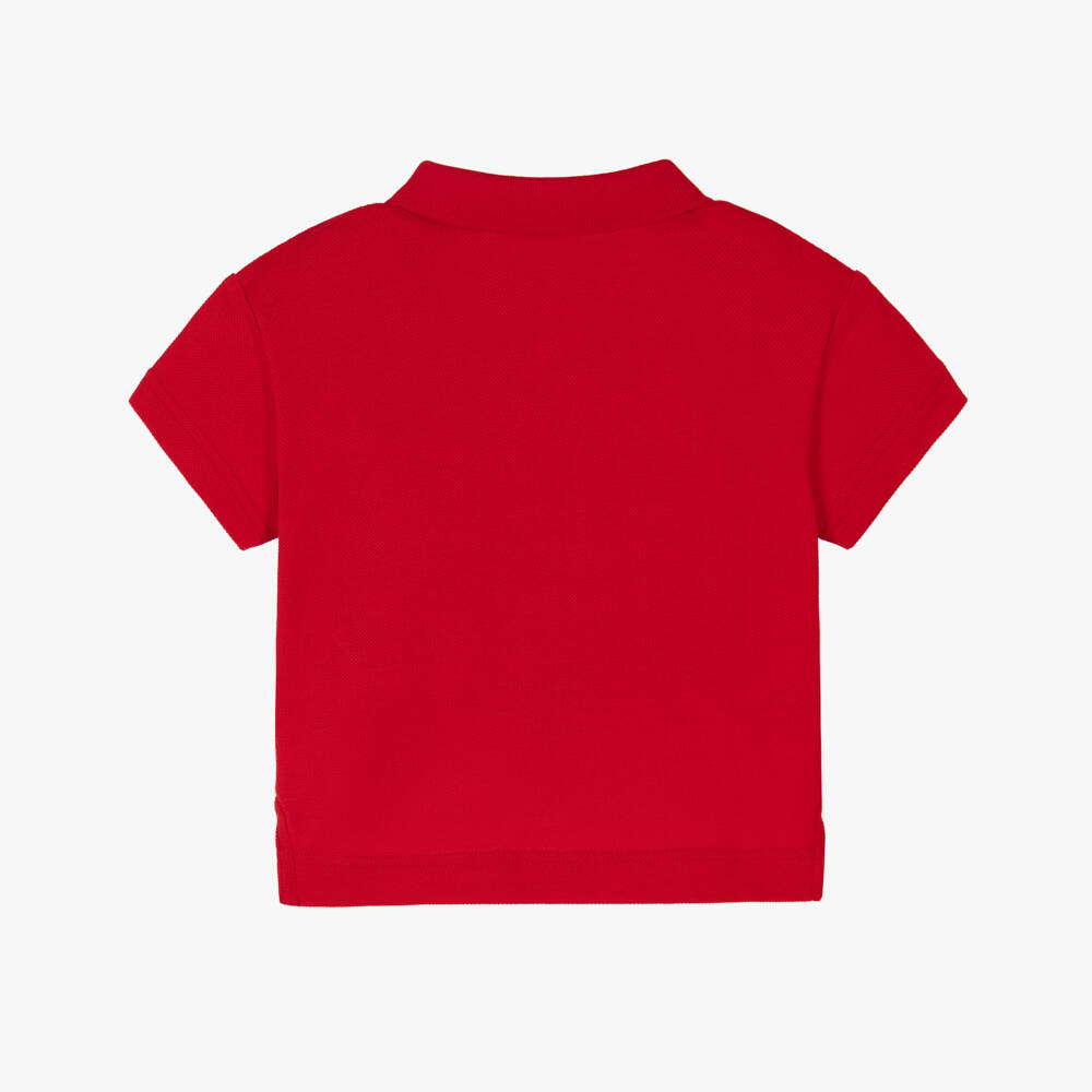 Burberry-Baby Boys Red Cotton Piqué EKD Polo Shirt | Childrensalon
