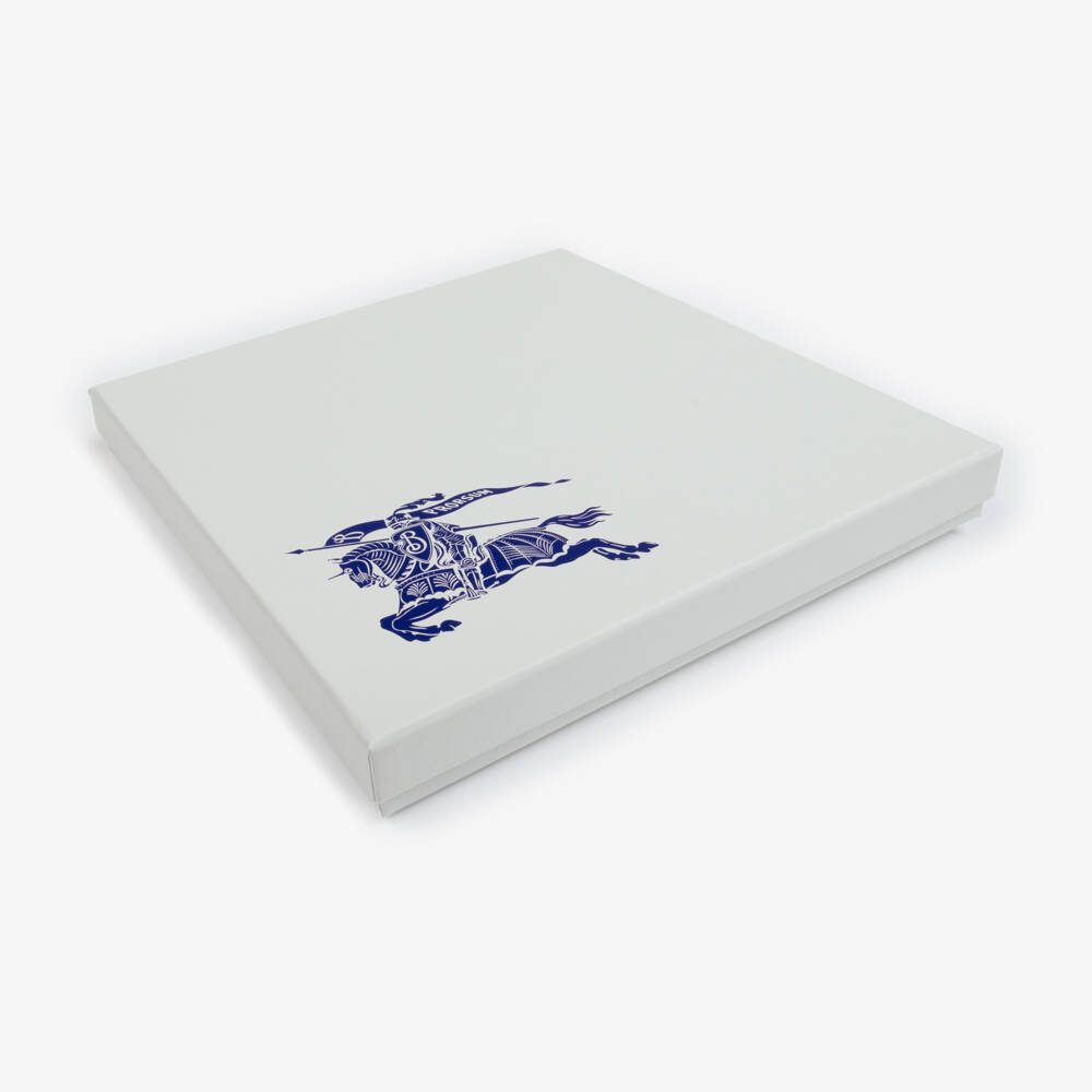 Burberry-Baby Boys White & Blue Check Bib Gift Set | Childrensalon