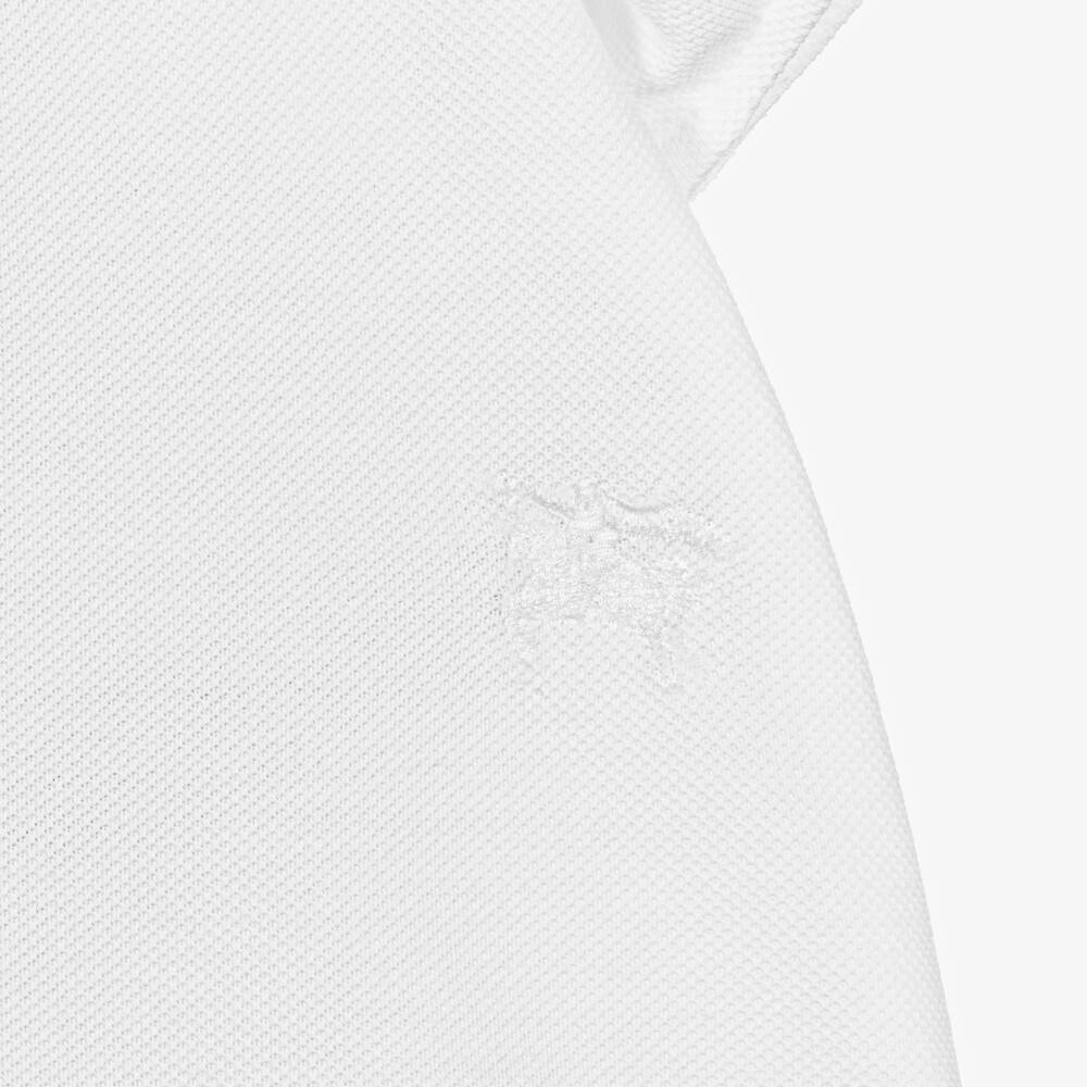 Burberry-Baby Boys White Check Polo Shirt | Childrensalon