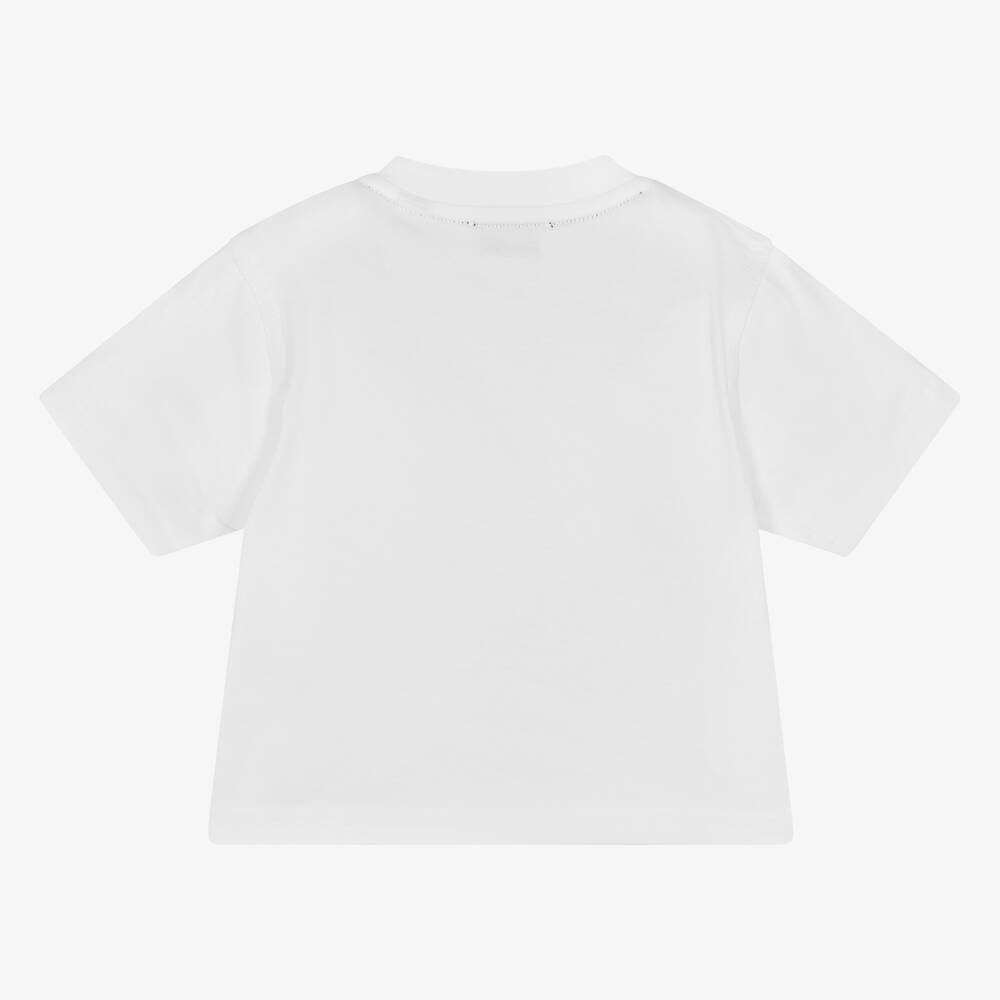 Burberry-تيشيرت بتصميم EKD لون أبيض للمواليد | Childrensalon
