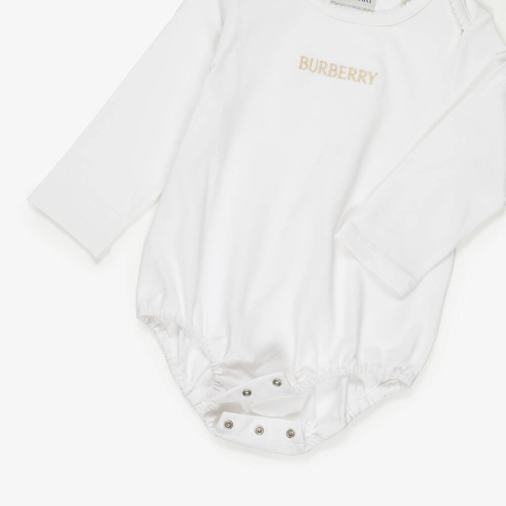 Burberry-Baby Girls Beige Burberry Check Dress Set | Childrensalon