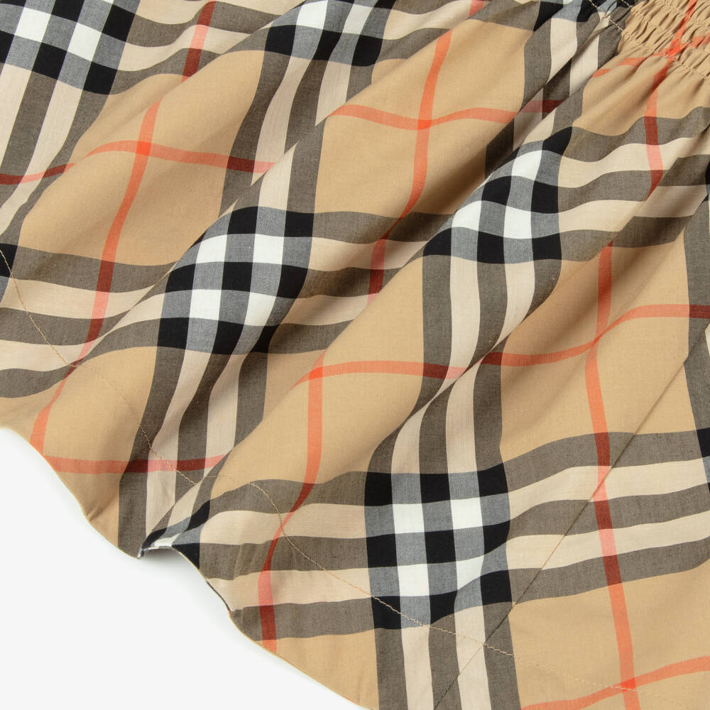Burberry-Baby Girls Beige Check Poplin Dress | Childrensalon