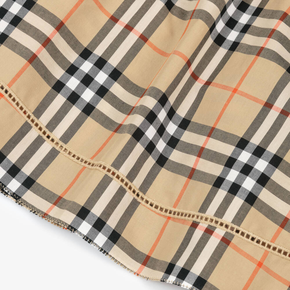 Burberry-Платье бежевое из хлопка в клетку Burberry для малышек | Childrensalon