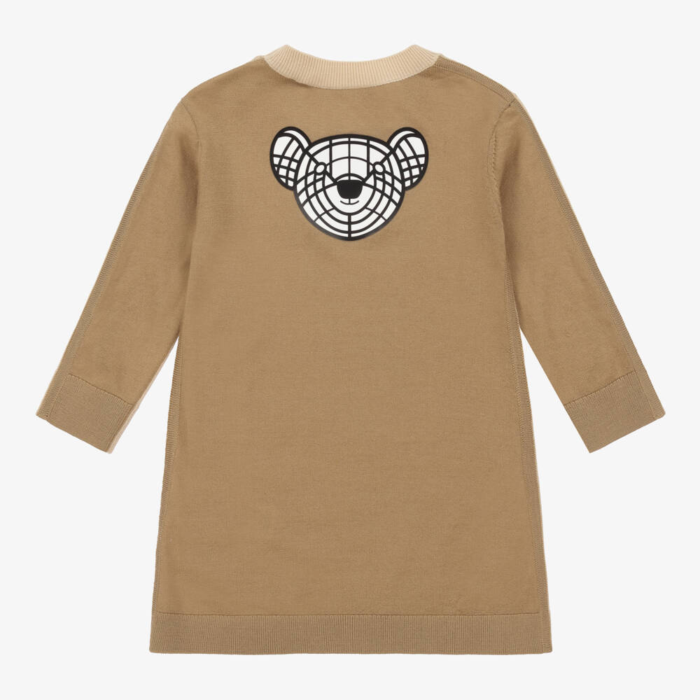 Burberry-Baby Girls Beige Thomas Bear Knitted Dress | Childrensalon