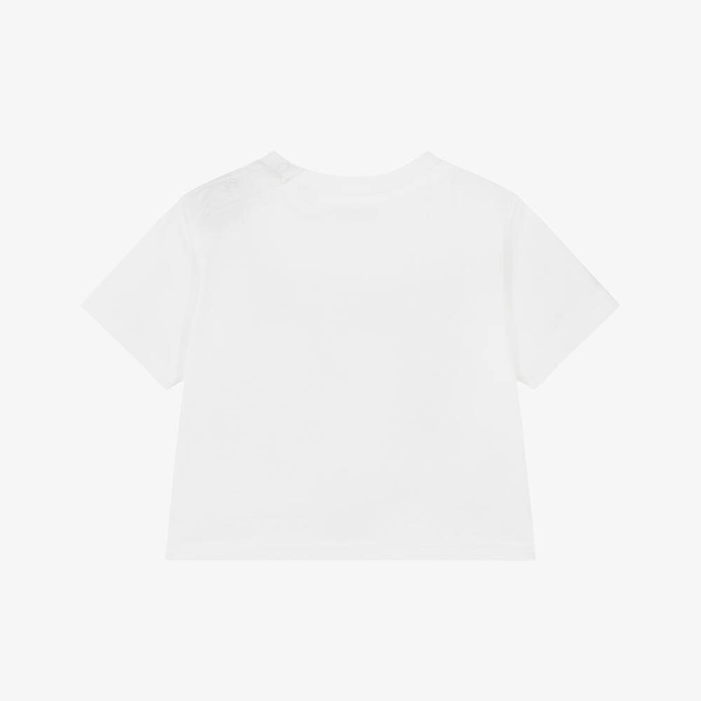 Burberry-Baby Girls Ivory Thomas Bear Print Cotton T-Shirt | Childrensalon