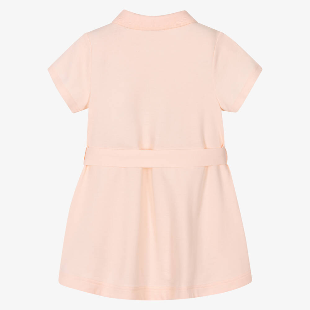 Burberry-Baby Girls Pink Belted Cotton Polo Dress | Childrensalon