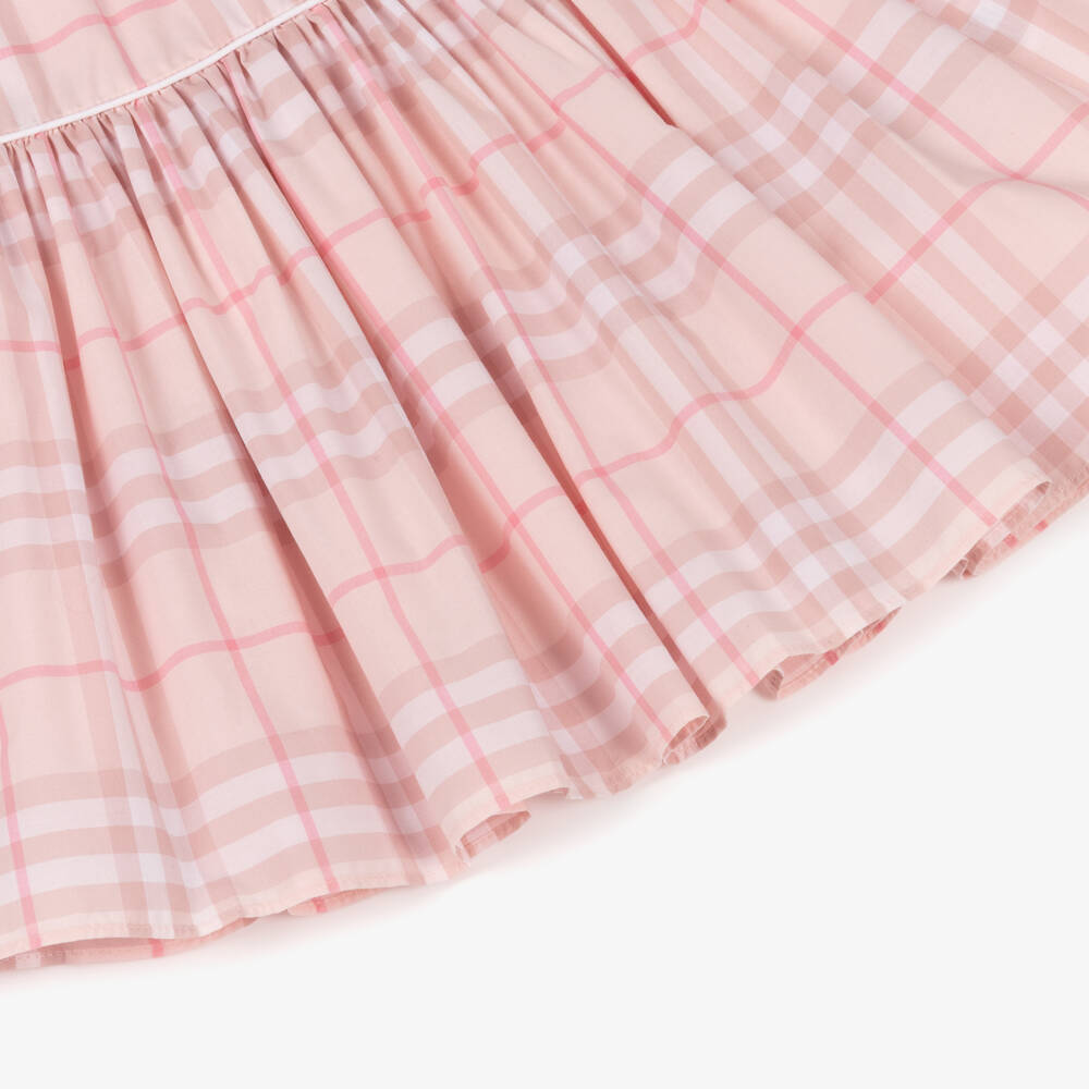 Burberry-Baby Girls Pink Burberry Check Cotton Dress  | Childrensalon