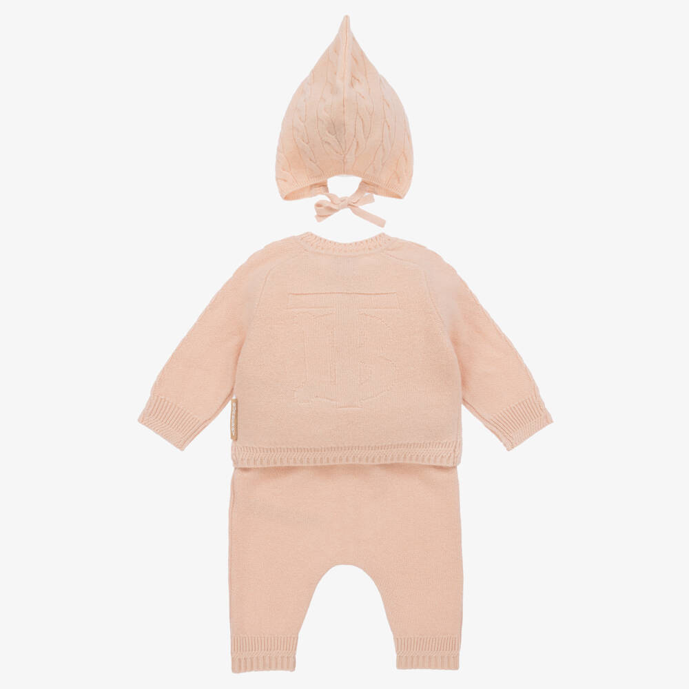 Burberry-Baby Girls Pink Cashmere Trouser Set | Childrensalon