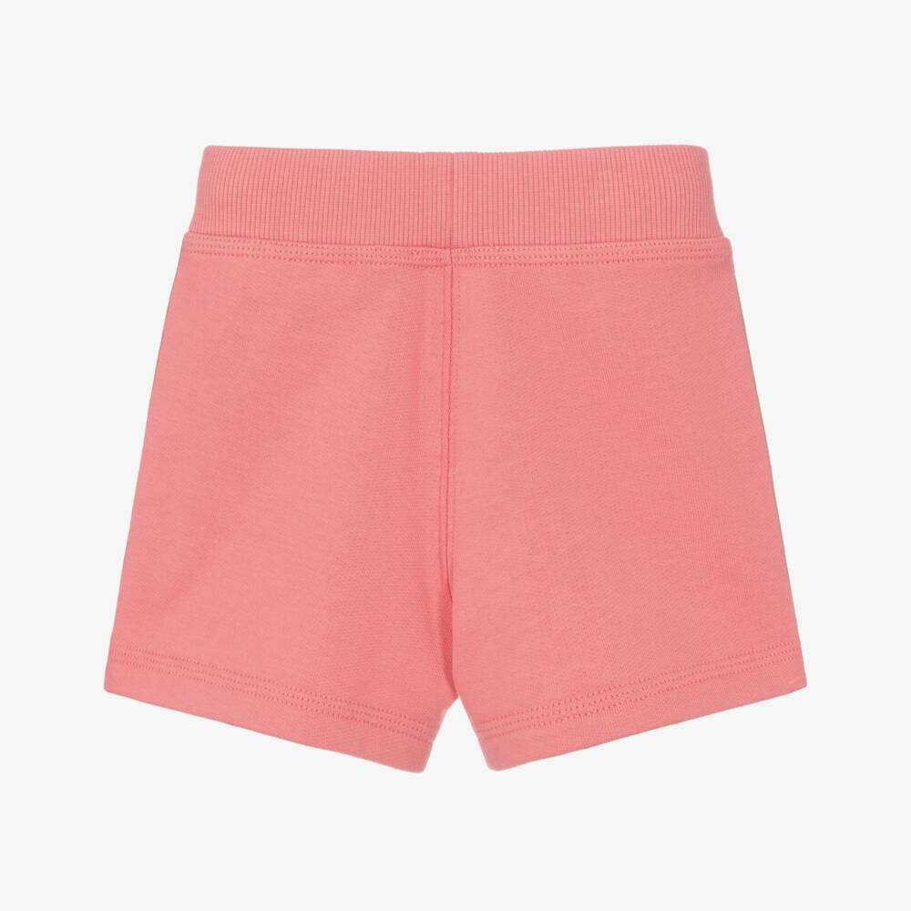 Burberry-Baby Girls Pink Cotton Jersey Shorts with Beige Check Trim | Childrensalon