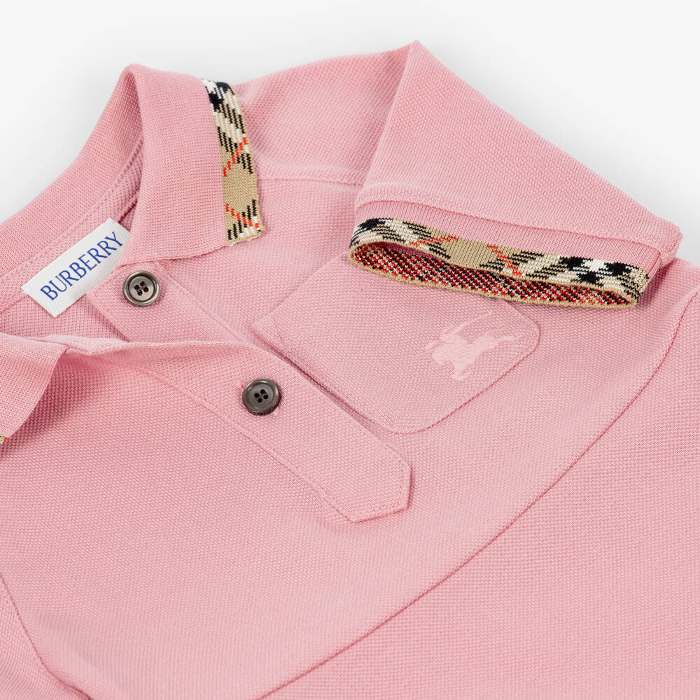 Burberry-Baby Girls Pink Cotton Piqué Polo Dress | Childrensalon