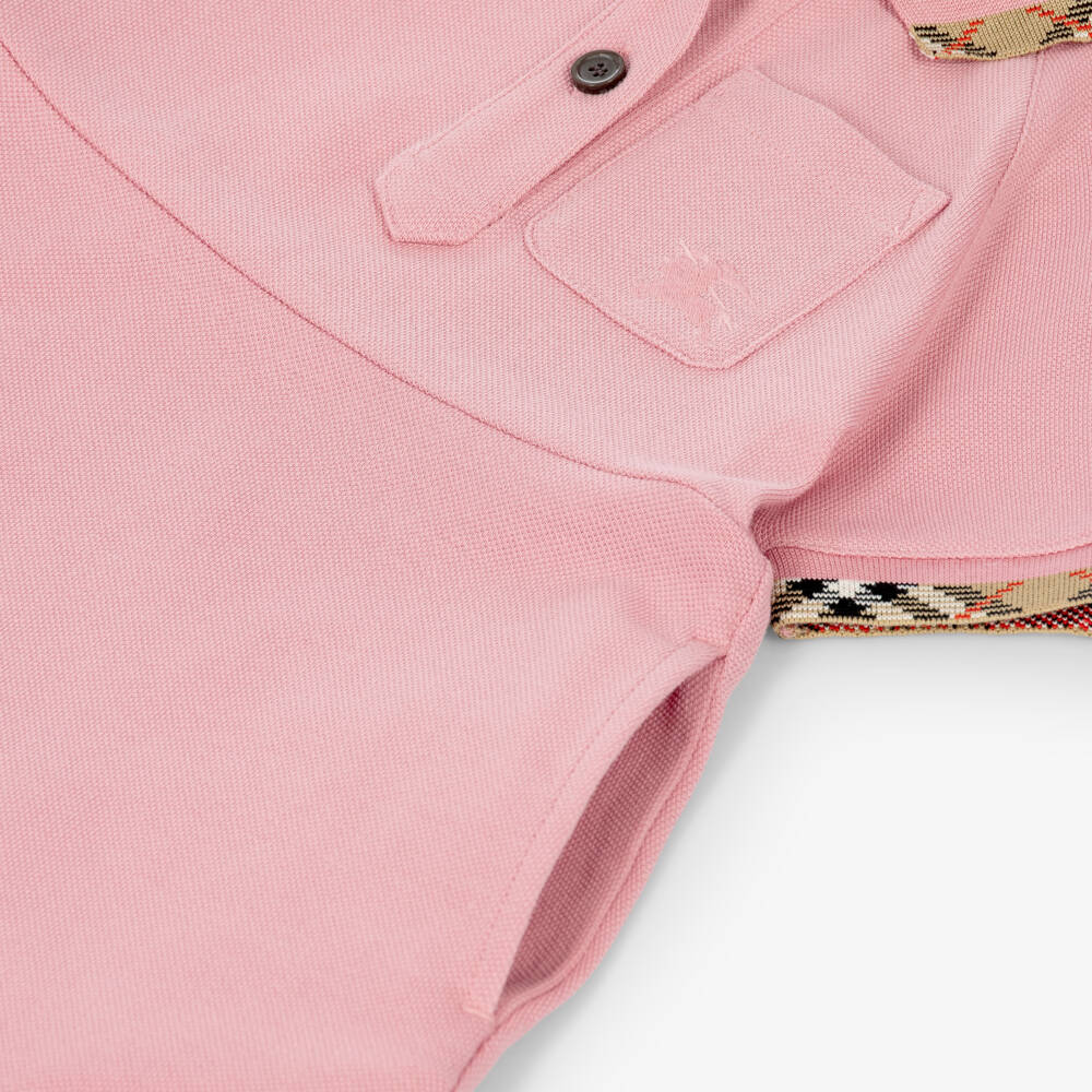 Burberry-Baby Girls Pink Cotton Piqué Polo Dress | Childrensalon