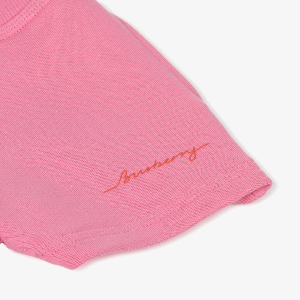 Burberry-Baby Girls Pink Organic Cotton Shorts | Childrensalon