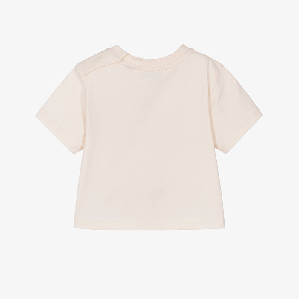 Burberry-Baby Girls Pink T-Shirt with Trench Coat Bear | Childrensalon