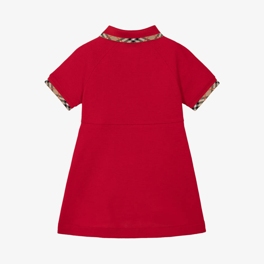 Burberry-Baby Girls Red Cotton Piqué Polo Dress | Childrensalon