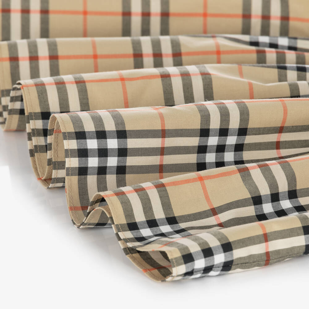 Burberry-Baby Girls White & Beige Burberry Check Dress | Childrensalon