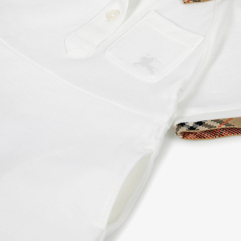 Burberry-Baby Girls White Cotton Piqué Polo Dress | Childrensalon
