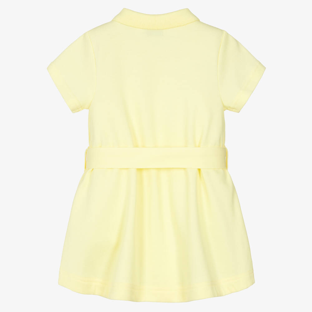 Burberry-Baby Girls Yellow Belted Cotton Polo Dress | Childrensalon