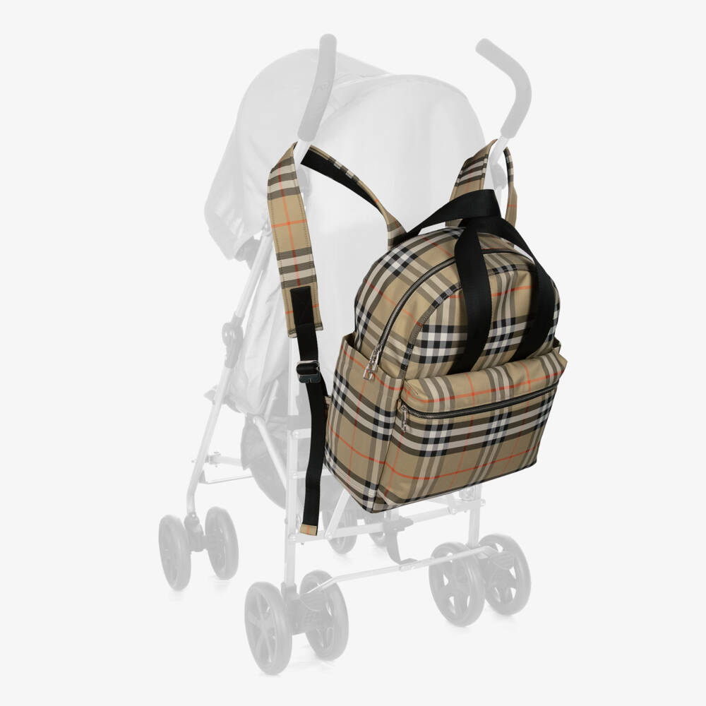 Burberry-Beige Burberry Check Changing Backpack (40cm) | Childrensalon