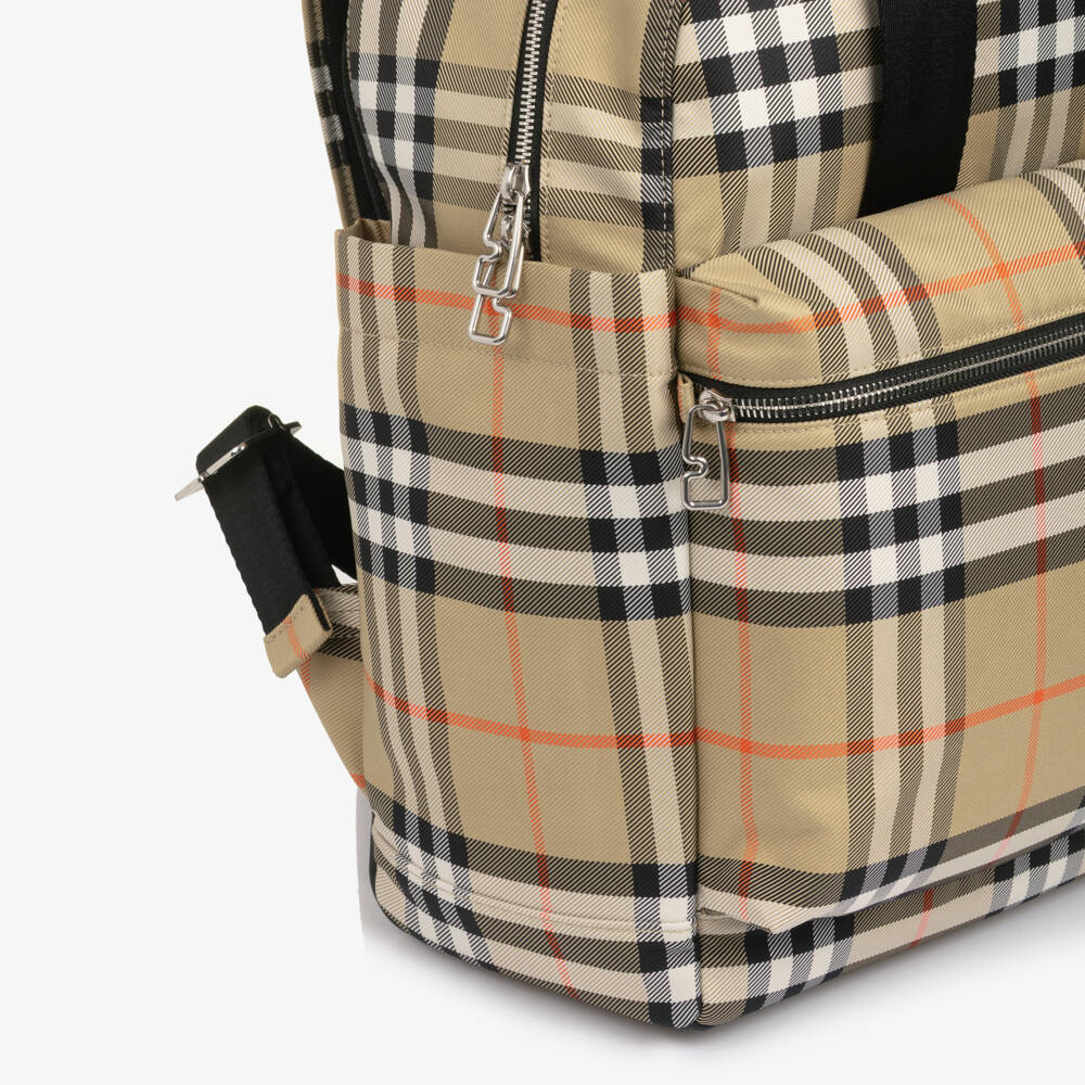 Burberry-Beige Burberry Check Changing Backpack (40cm) | Childrensalon
