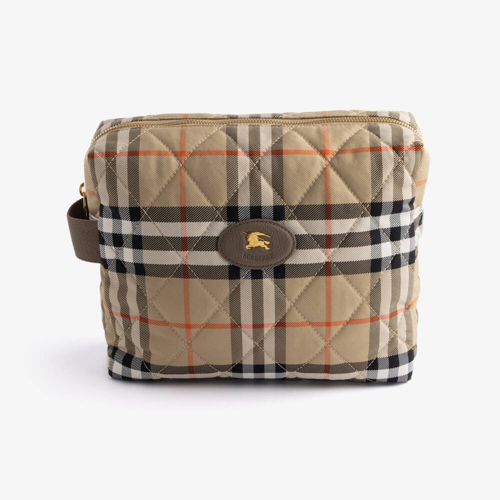 Burberry-Beige Burberry Check Quilted Pouch (25cm) | Childrensalon