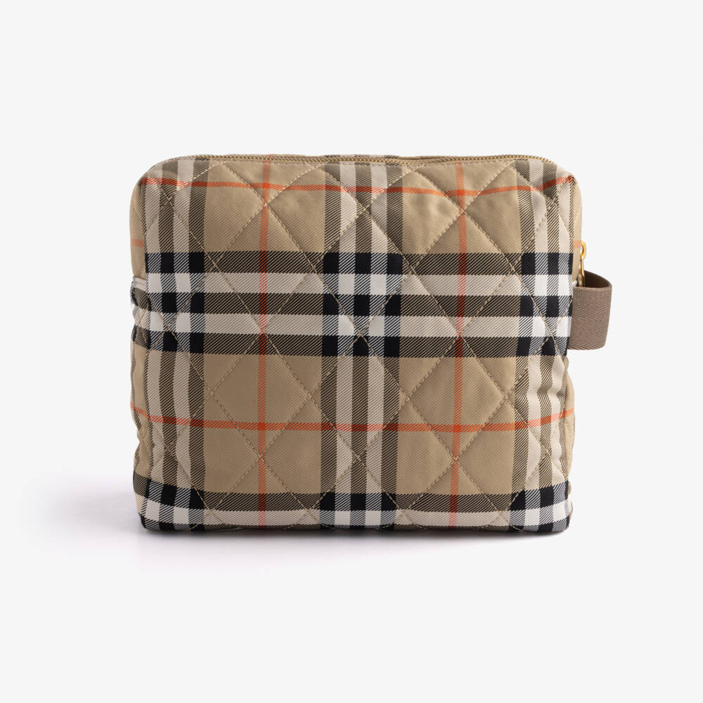 Burberry-Beige Burberry Check Quilted Pouch (25cm) | Childrensalon