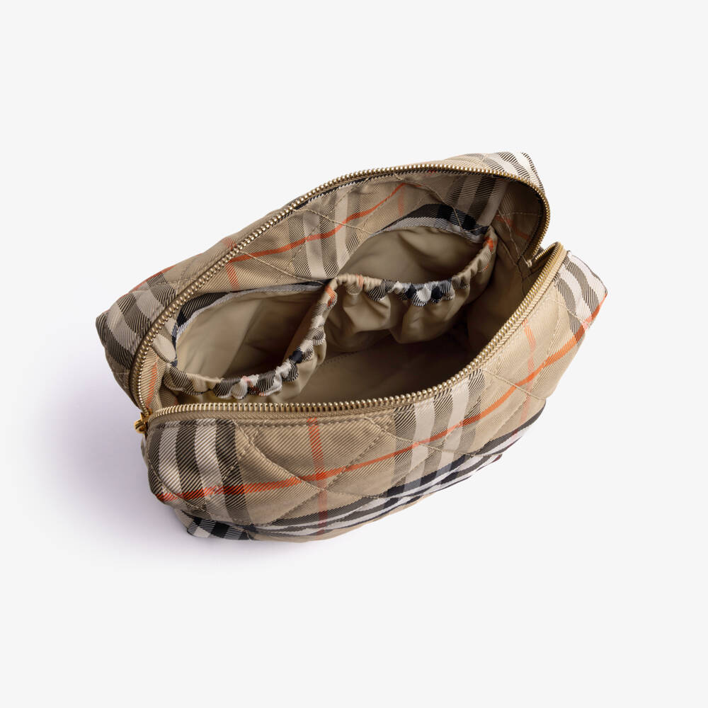 Burberry-Beige Burberry Check Quilted Pouch (25cm) | Childrensalon
