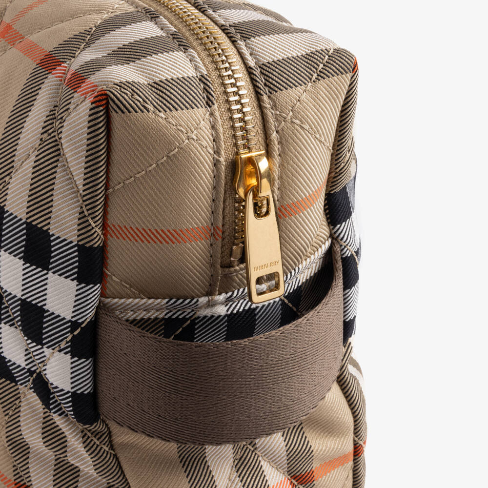 Burberry-Beige Burberry Check Quilted Pouch (25cm) | Childrensalon