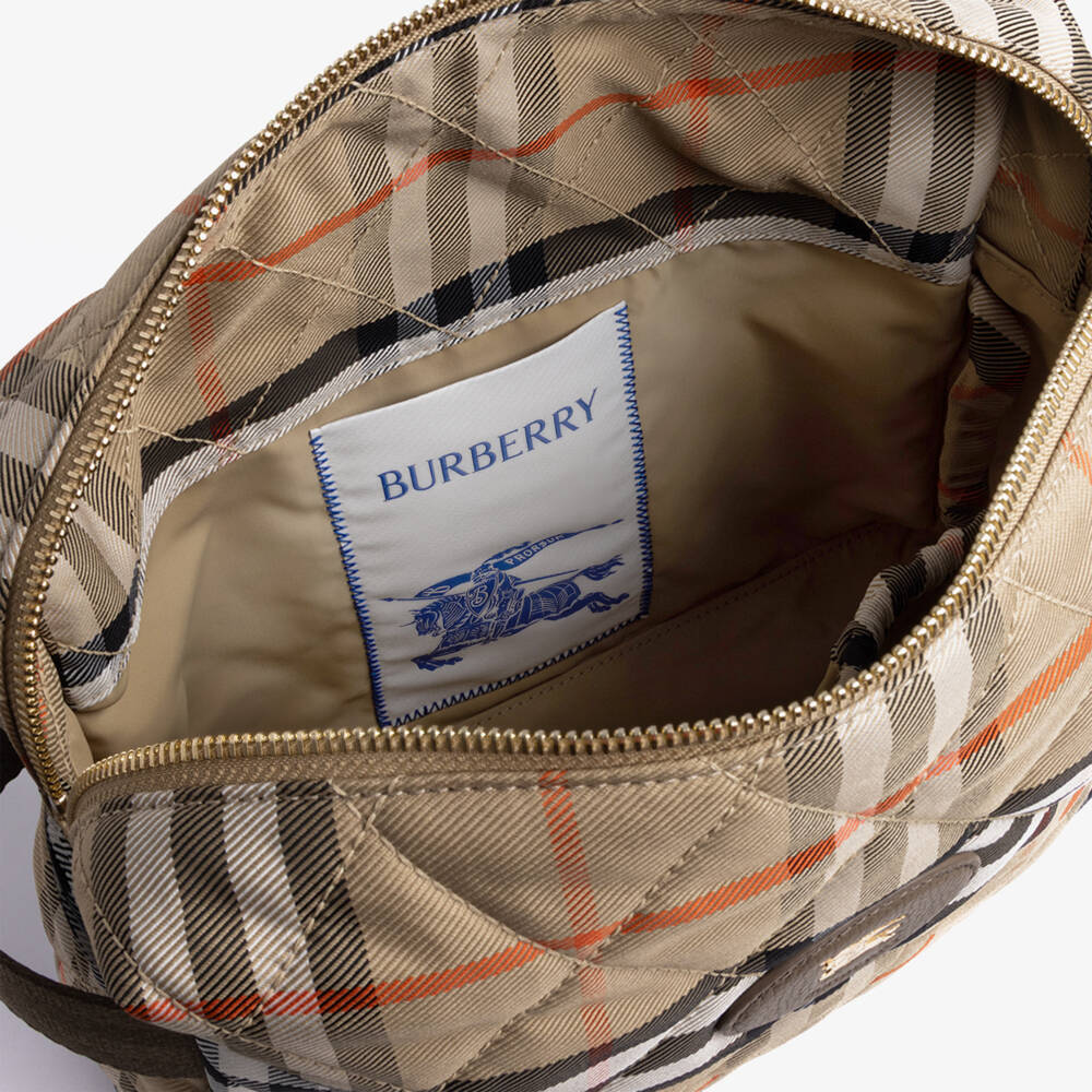 Burberry-Beige Burberry Check Quilted Pouch (25cm) | Childrensalon