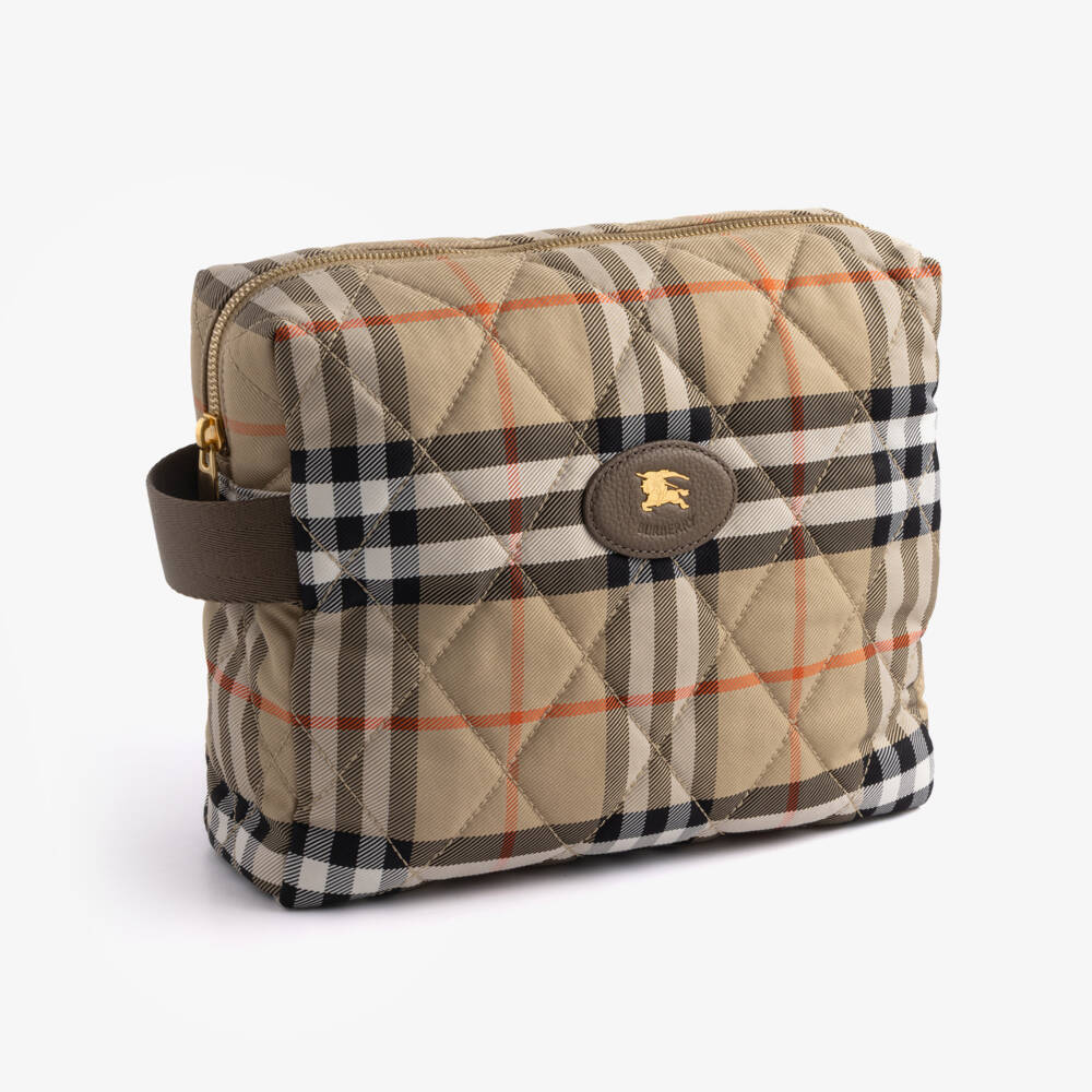 Burberry-Beige Burberry Check Quilted Pouch (25cm) | Childrensalon