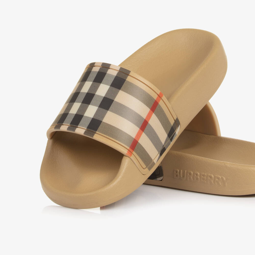 Burberry-شبشب بنقشة بربري لون بيج | Childrensalon