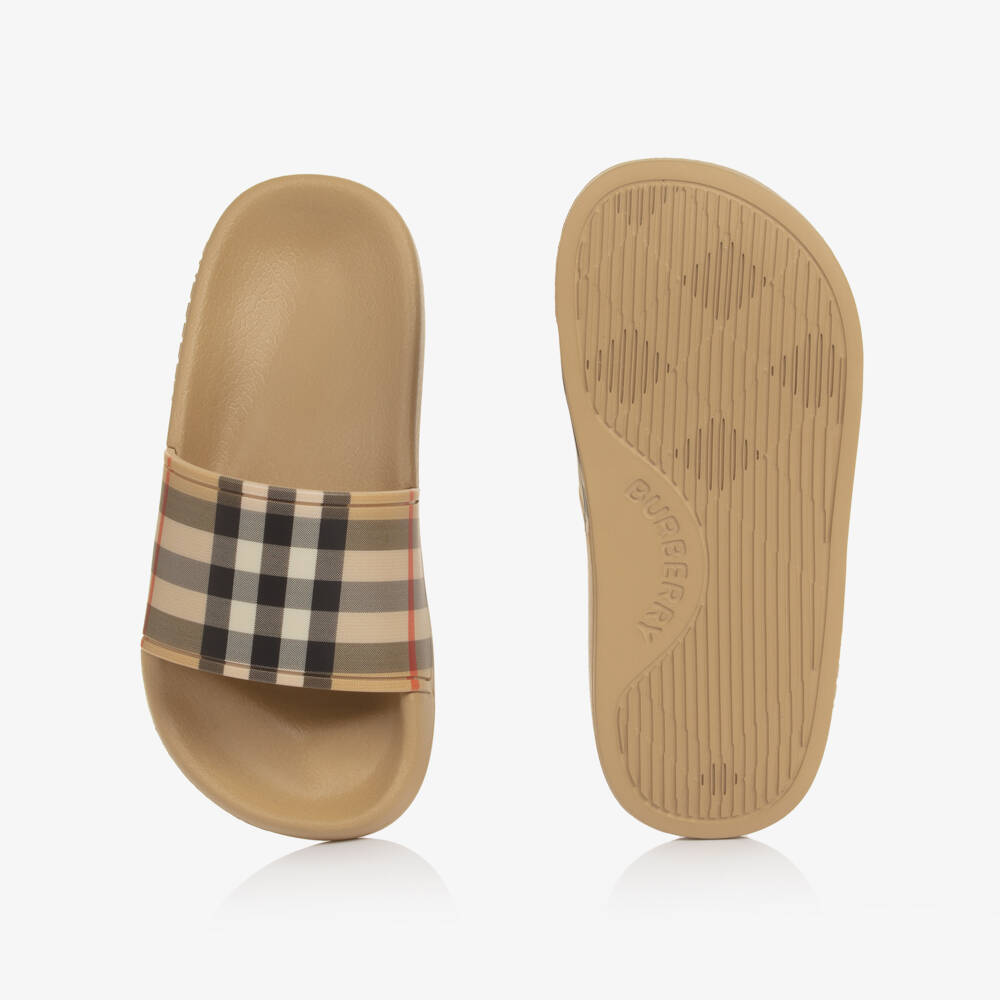Burberry-شبشب بنقشة بربري لون بيج | Childrensalon