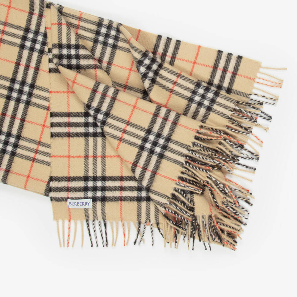 Burberry-Beige Burberry Check Wool Baby Blanket (92cm) | Childrensalon